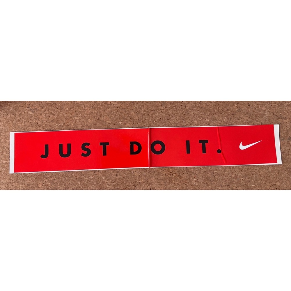 Vintage 80's Nike Just Do It Bumper Sticker Red Black White Swoosh Logo 12x3 Inc